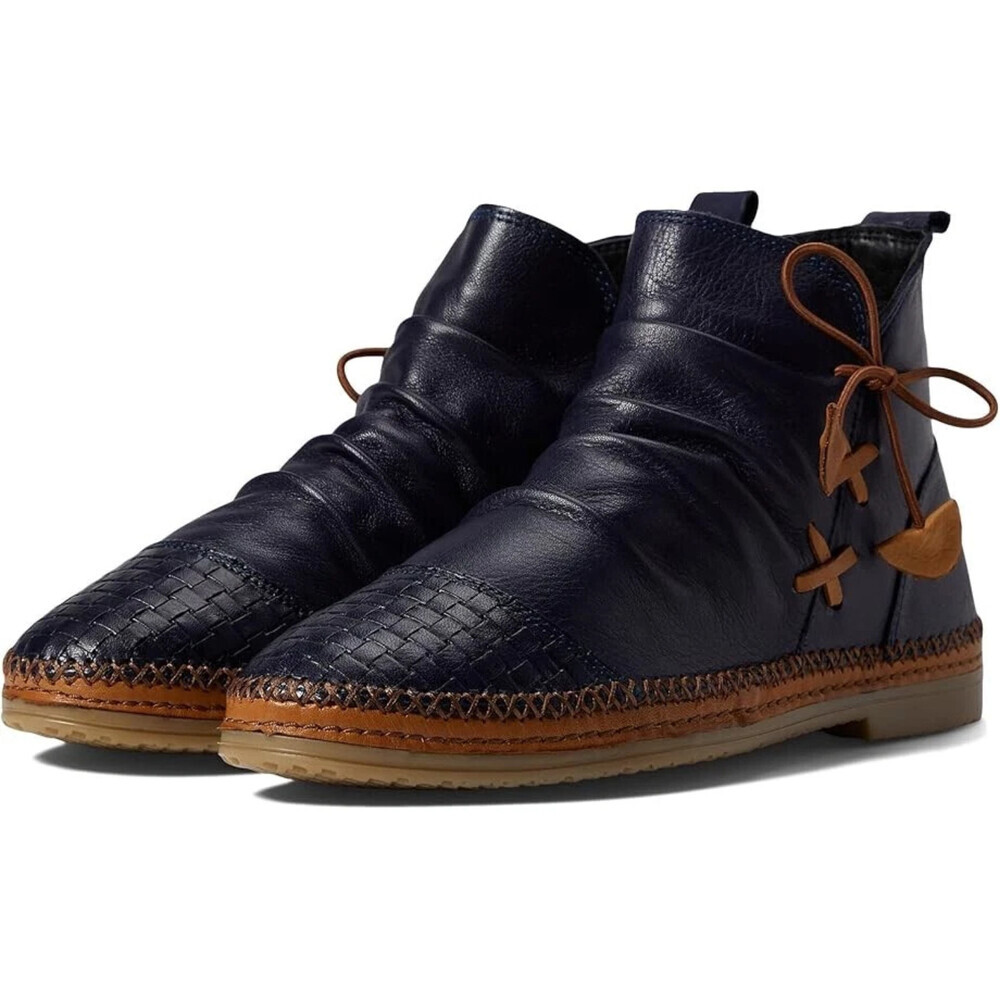 Spring Step Pomeroy Boots Womens 7.5-8 Navy Leather Cap Toe Ankle Bootie RHS6193